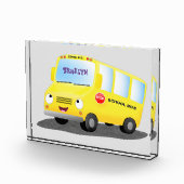 Cute happy yellow school bus cartoon fotoblokken (Rechts)