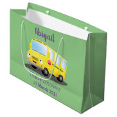 Cute happy yellow school bus cartoon groot cadeauzakje (Voorkant Gekanteld)