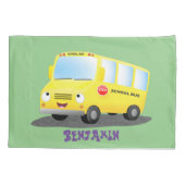 Cute happy yellow school bus cartoon kussensloop (Achterkant)