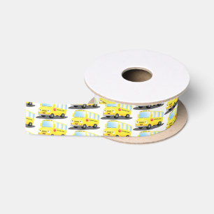 Cute happy yellow school bus cartoon lint