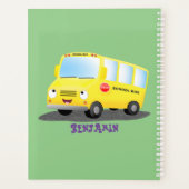 Cute happy yellow school bus cartoon planner (Achterkant)