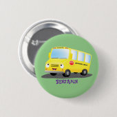Cute happy yellow school bus cartoon ronde button 5,7 cm (Voorkant /achterkant)
