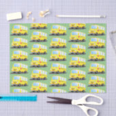 Cute happy yellow school bus cartoon tissuepapier (Craft)