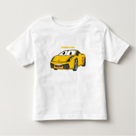 Cute happy yellow sport car cartoon kinder shirts