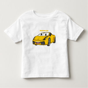 Cute happy yellow sport car cartoon kinder shirts