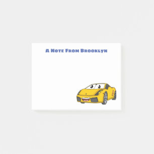 Cute happy yellow sport car cartoon post-it® notes