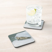 Cute Harbor Seal on Snow Bier Onderzetter (Rechterzijde)