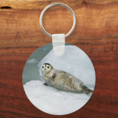 Cute Harbour-zegel op sneeuw Sleutelhanger (Voorkant)