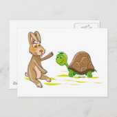 Cute Hare en Tortoise briefkaart (Voorkant / Achterkant)