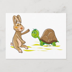 Cute Hare en Tortoise briefkaart