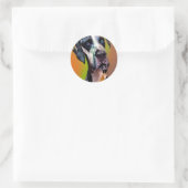 Cute Harlequin Great Dane Ronde Sticker (Tas)