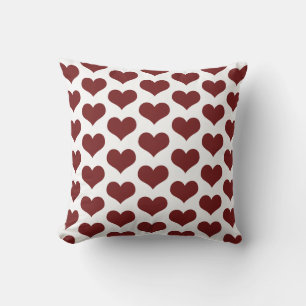 Cute Hart Patronen Valentijnsdag Burgundy Rood Wit Buitenkussen