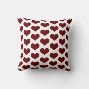 Cute Hart Patronen Valentijnsdag Burgundy Rood Wit Kussen