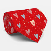 Cute Harten en stippen Valentijnsdag Patroon Stropdas (Opgerold)