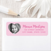 Cute hartfoto roze return address etiket (Insitu)