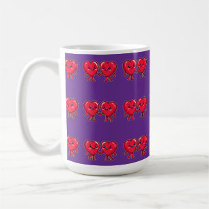 Cute Hartjes Karakters Houden Elkaars Hand Vast Koffiemok