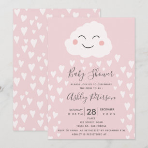 Cute harts cloud illustratie roze baby shower kaart