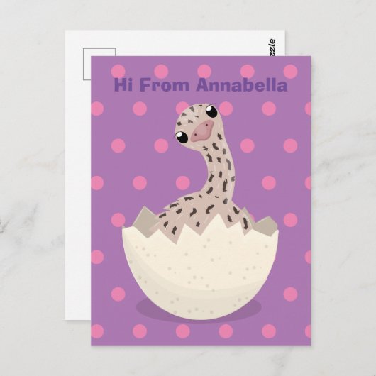 Cute hatching baby ostrich cartoon illustration briefkaart (Voorkant / Achterkant)