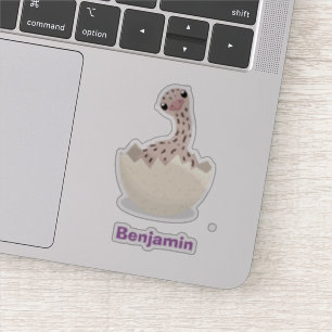 Cute hatching baby ostrich cartoon illustration sticker