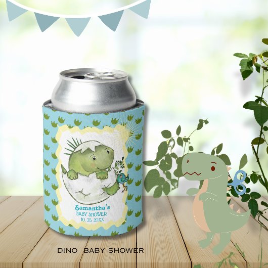 Cute Hatching Dino Baby Shower Can Cooler