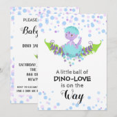 *~* Cute Hatching Dinosaur Baby shower Invitation Kaart (Voorkant / Achterkant)