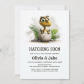 Cute Hatching Soon Dinosaur Baby Shower Invitation (Devant)