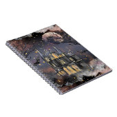 Cute Haunted House | Spooky Full Moon Trees Bats Notitieboek (Rechterzijde)