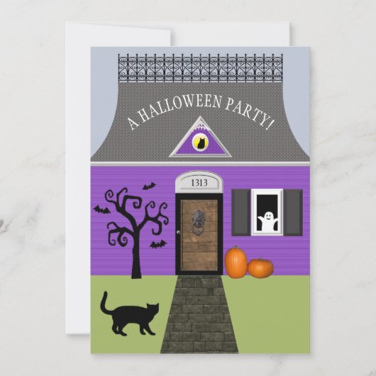 Cute Haunted Maison Halloween Invitation (Devant)