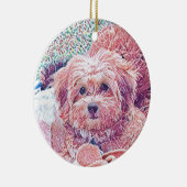 Cute Havapookie-kerstversiering Keramisch Ornament (Rechts)