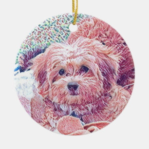 Cute Havapookie-kerstversiering Keramisch Ornament