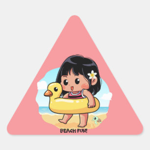Cute Hawaiian Beach Day Driehoek Sticker