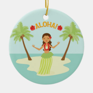 Cute Hawaiian Luau Hula Girl Ornament