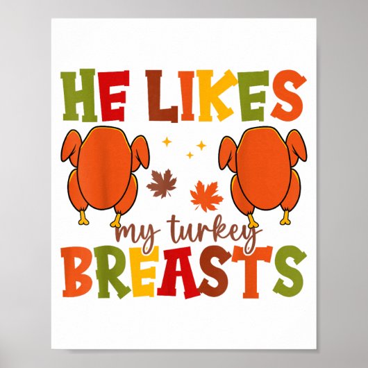 Cute He Likes My Turkey Breasts Couple Matching Th Poster (Voorkant)