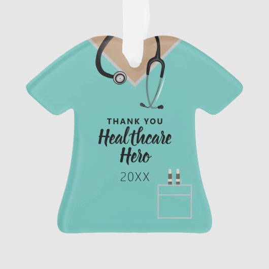Cute Healthcare Hero Worker Appreciation Scrub Top Ornament (voorkant)