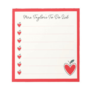Cute Heart Apple Lerarar To Do List Valentijnsdag  Notitieblok