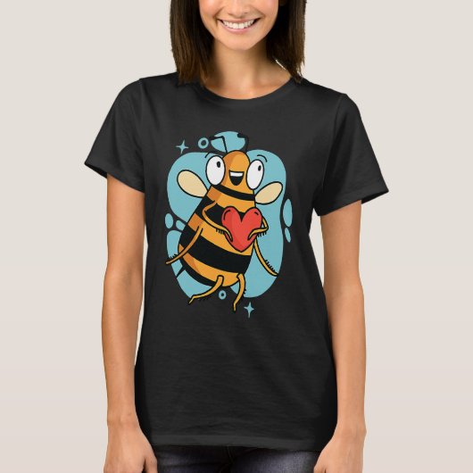 Cute Heart Bee Beekeeper Valentine's Day T-shirt (Voorkant)