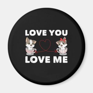 Cute Heart Cat Love Romantic Couple Kitten Gift Magneet