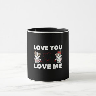 Cute Heart Cat Love Romantic Couple Kitten Gift Mok