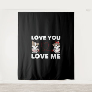 Cute Heart Cat Love Romantic Couple Kitten Gift Wandkleed