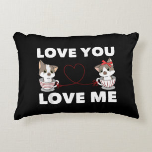 Cute Heart Cat Love Romantic Couple Kitten Lovers Accent Kussen