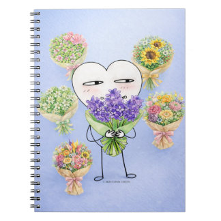 Cute Heart Character Flower Notebook Notitieboek
