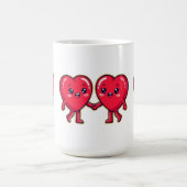 Cute Heart Characters Holding Hands Koffiemok (Center)