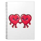 Cute Heart Characters Holding Hands Notitieboek (Voorkant)