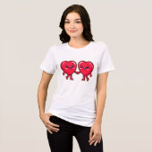 Cute Heart Characters Holding Hands Tri-Blend Shirt (Voorkant volledig)