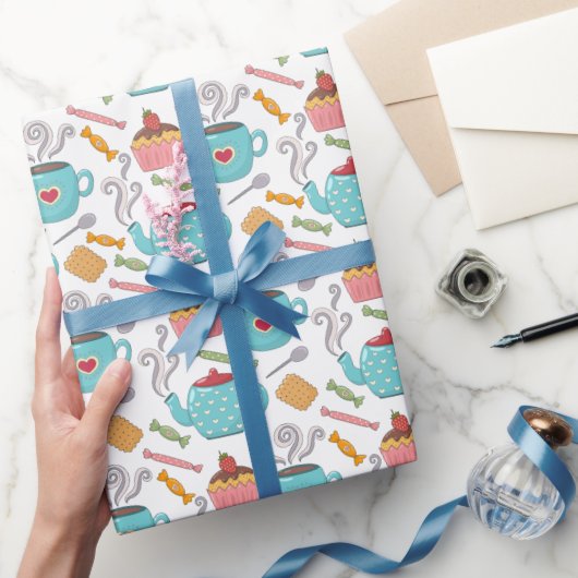 Cute Heart Cup Coffee Tea Biscuit Cupcake Cadeaupapier (Geschenken)