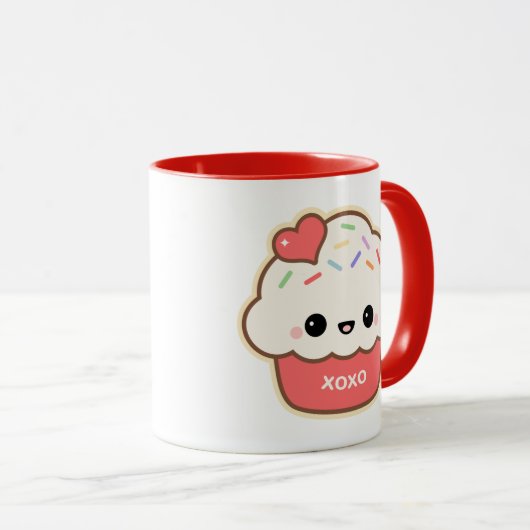 Cute Heart Cupcake Mok (Voorkant rechts)