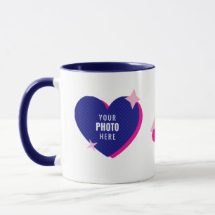 Cute Heart Foto Sjabloon & Glitters Mok