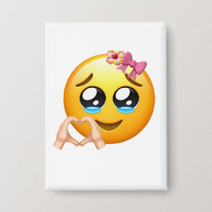 Cute Heart Hands Emoji Speld - Coquette Stijl Button