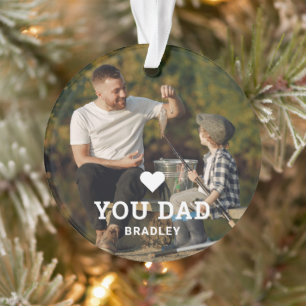 Cute HEART LIEFT U DAD Photo Names Ornament
