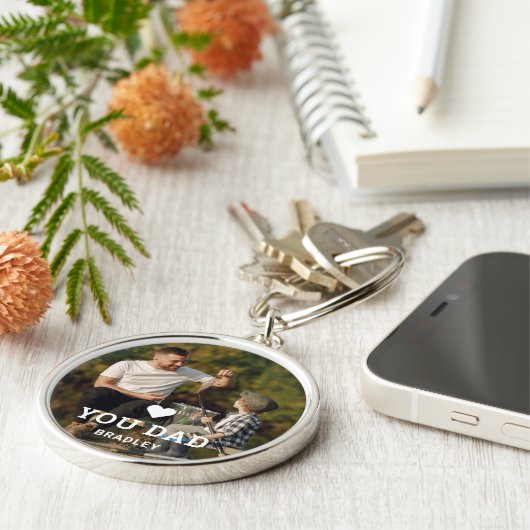 Cute HEART LIEFT U DAD Photo Names Sleutelhanger (Zijkant)